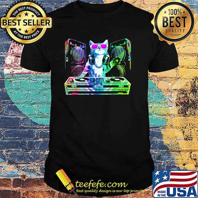 Cat DJ music shirt