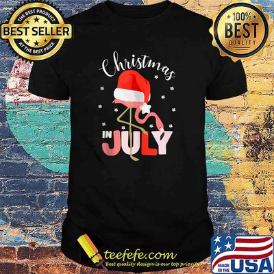 Christmas in July Flamingo Santa hat Shirt