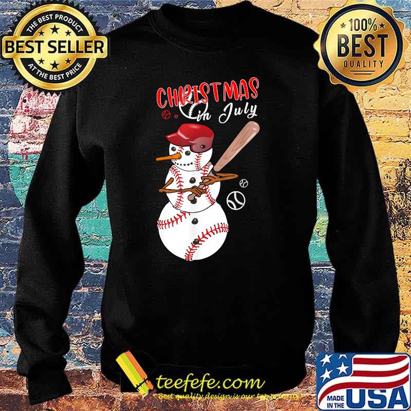 Christmas in july For Baseball Fan Snowman Shirt Sweater Christmas in july For Baseball Fan Snowman Shirt Sweater