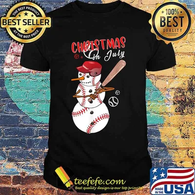 Christmas in july For Baseball Fan Snowman Shirt