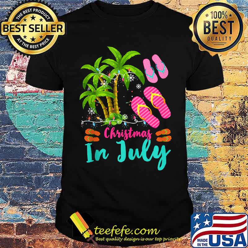Christmas In July Ugly Christmas Flip Flops Summer Vacation T-Shirt