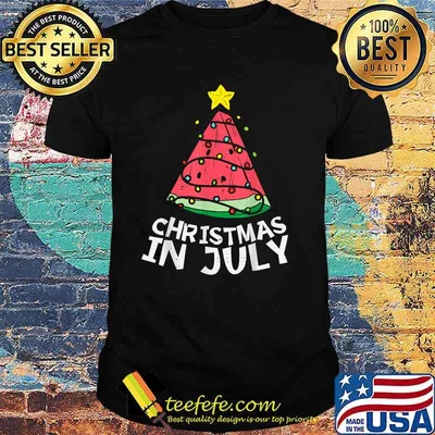 Christmas In July Watermelon Xmas Tree Summer T-Shirt