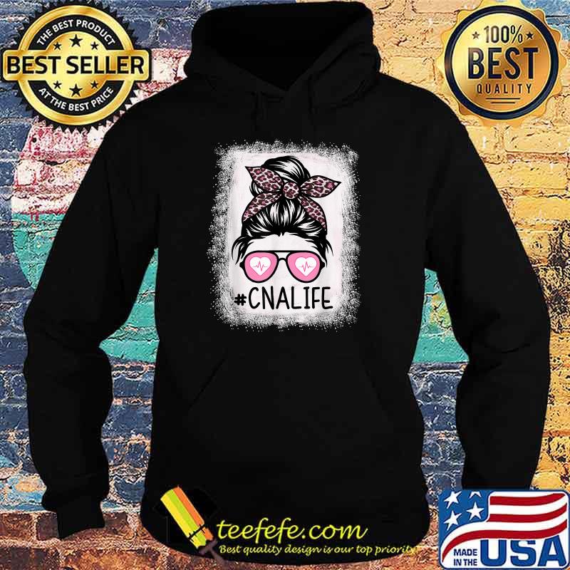 CNA Nurse Life Bleached Pink Leopard Messy Bun T-Shirt Hoodie CNA Nurse Life Bleached Pink Leopard Messy Bun T-Shirt Hoodie