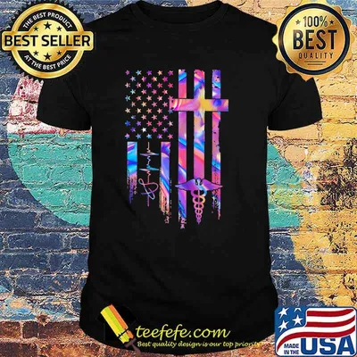 Colorful USA Flag Nurse Shirt