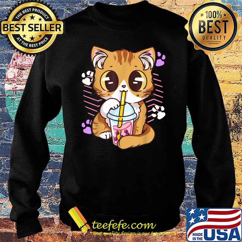 Cute Kawaii Cat Boba Bubble Milk Tea Anime Neko Kitten T-Shirt Sweater Cute Kawaii Cat Boba Bubble Milk Tea Anime Neko Kitten T-Shirt Sweater