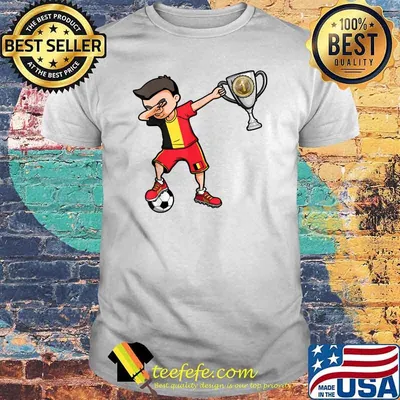 Dabbing Soccer Boy Belgium Football Champions Cup Trophy T-Shirt