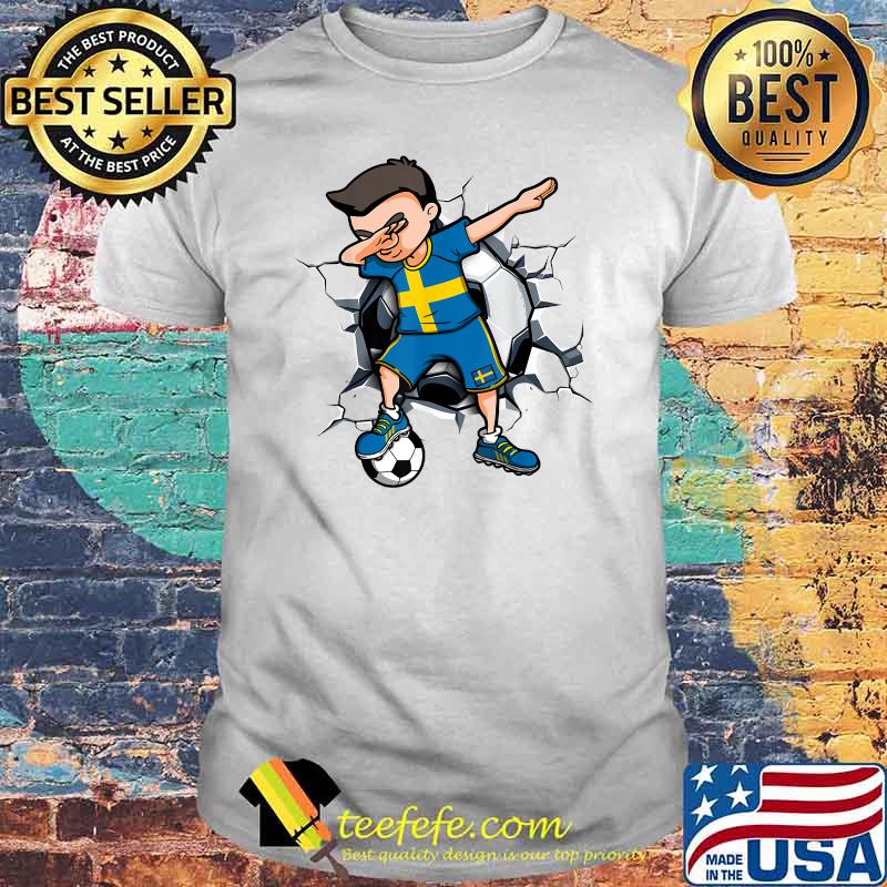 Dabbing Soccer Boy Sweden Football Lover Jersey Swedish Flag T-Shirt