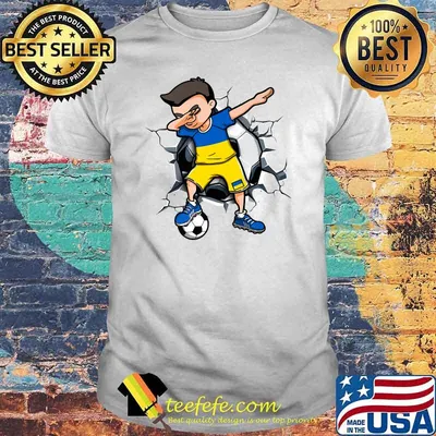 Dabbing Soccer Boy Ukraine Football Lovers Jersey Flag Sport T-Shirt