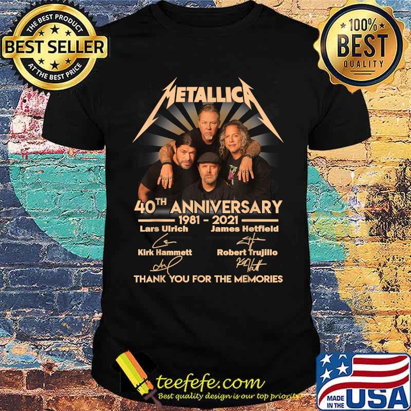 Design Vintage 40th Anniversary Metallicas. Art Music Legend Thank For The Memories Shirt