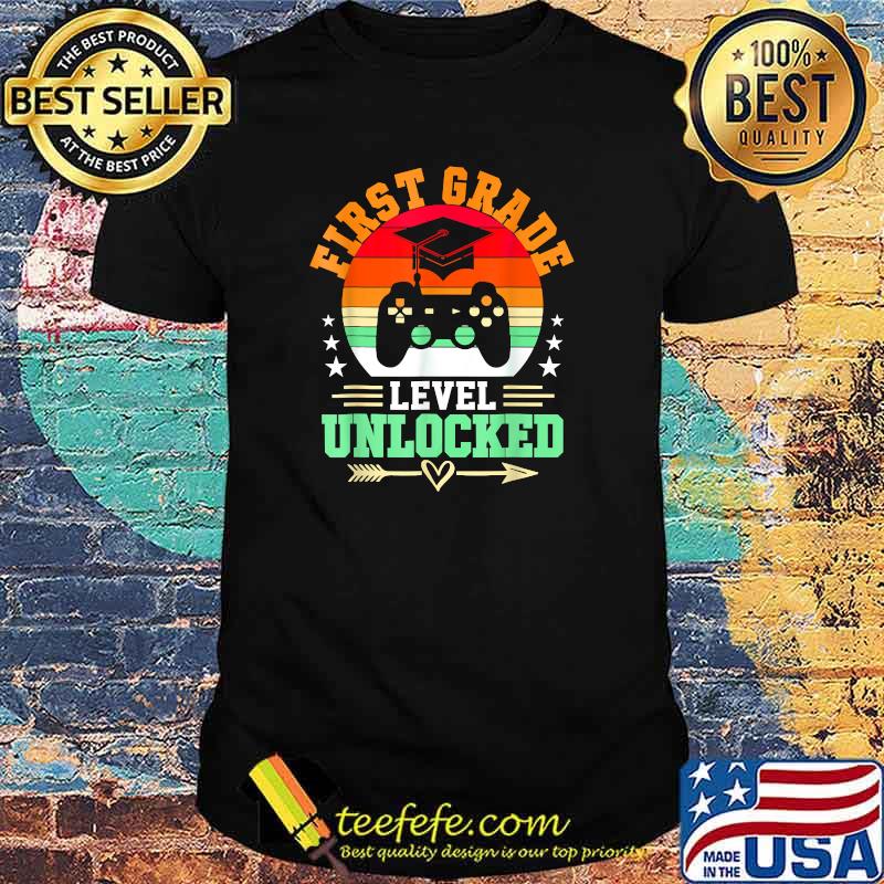 First Grade Level Unlocked Video Gamer Back To School Vintage T-Shirt