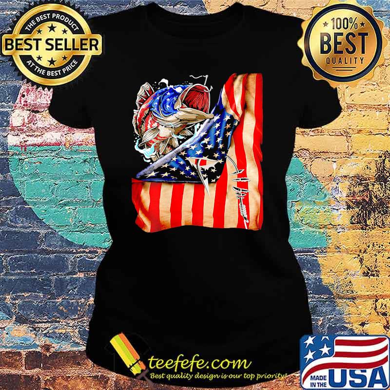 Fishing fish american flag s Ladies tee Fishing fish american flag s Ladies tee