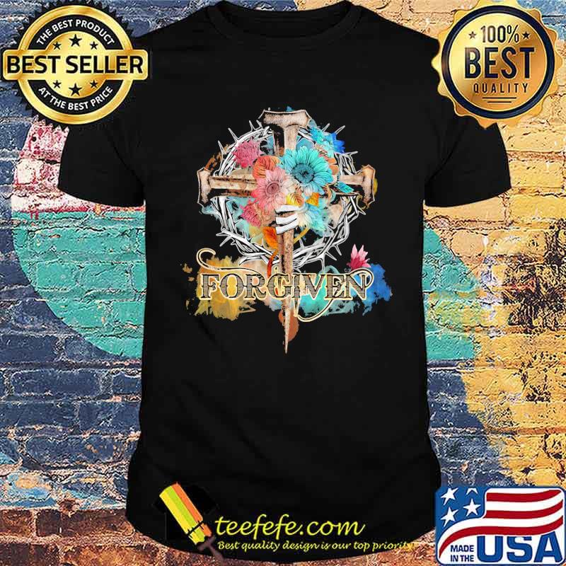 Forgiven floral christan flower cross shirt