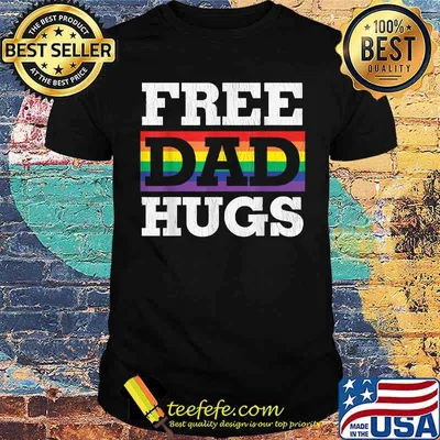 Free Dad Hugs Papa Pride LGBTQ T-Shirt