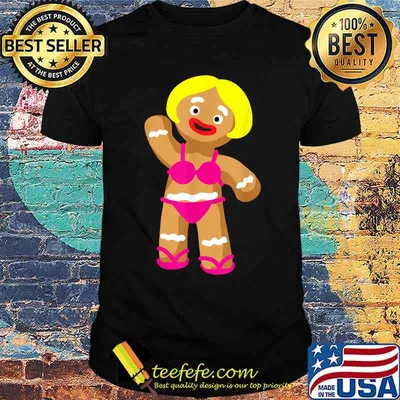 Gingerbread Woman in Bikini Christmas in July Party T-Shirt