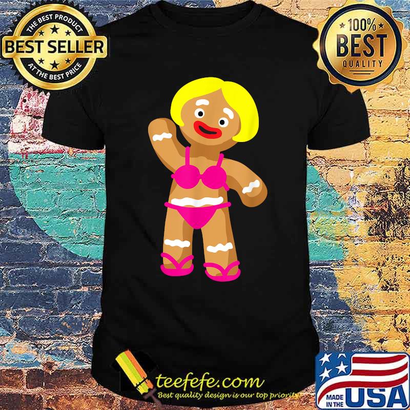 Gingerbread Woman in Bikini Christmas in July Party T-Shirt
