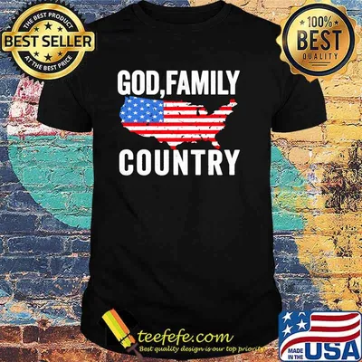 GOD FAMILY COUNTRY Christian American Flag USA Map Shirt