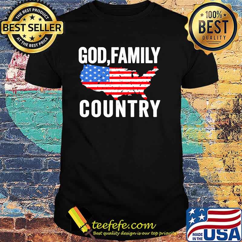 GOD FAMILY COUNTRY Christian American Flag USA Map Shirt