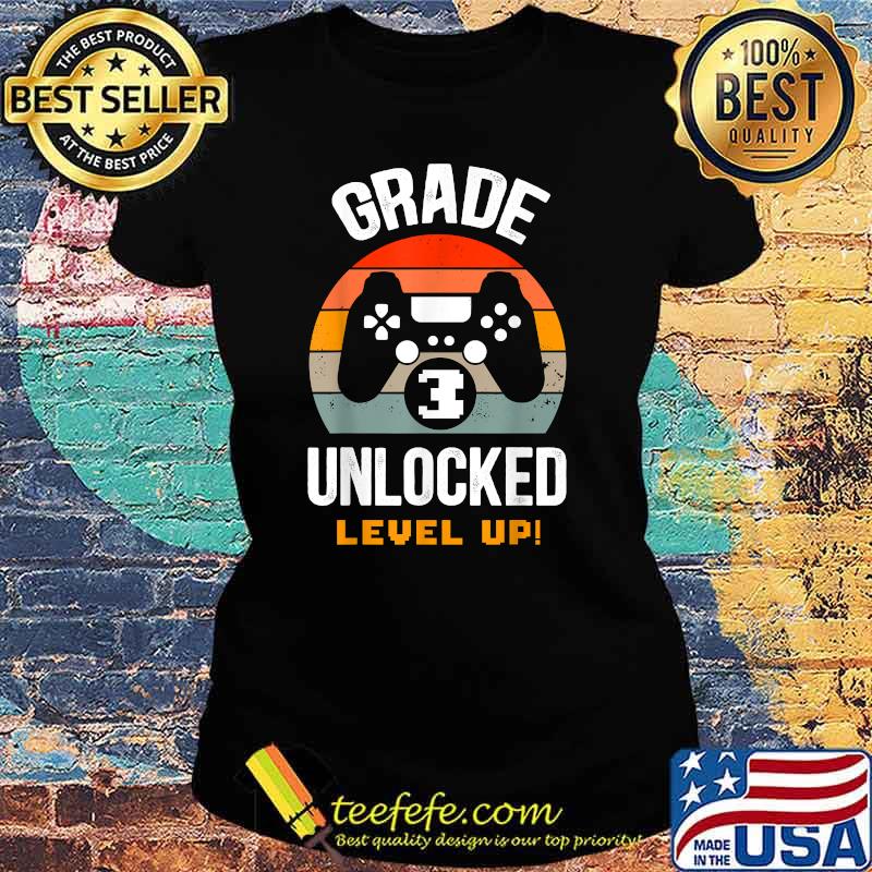 Grade 3rd Unlocked Level Up Gamer Back To School Third Vintage T-Shirt Ladies tee Grade 3rd Unlocked Level Up Gamer Back To School Third Vintage T-Shirt Ladies tee