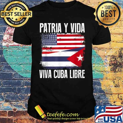 Half American Cuban Flag Patria Y Vida Viva Cuba Libre T-Shirt