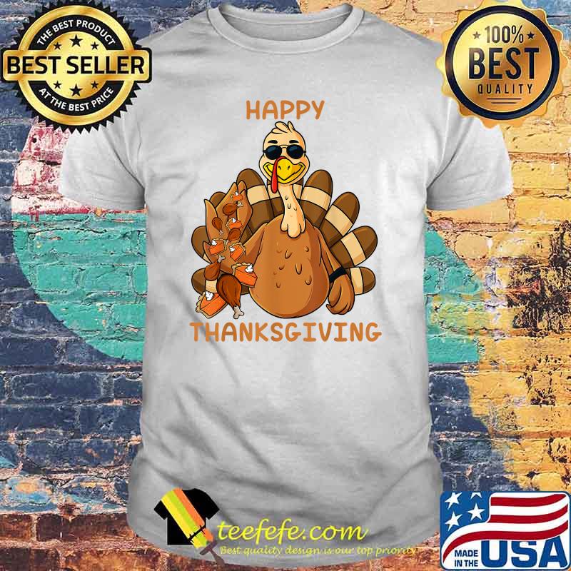 Happy Thanksgiving Turkey Throwing Food T-Shirt