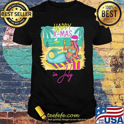 Happy X Mas In July Mermaid Swimsuit Santa Shirt