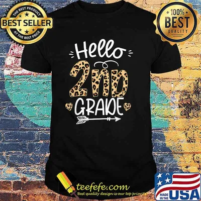Hello 2nd Grade Leopard Teacher Students Back To School T-Shirt