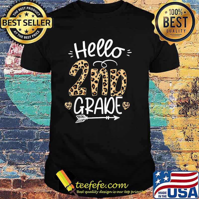 Hello 2nd Grade Leopard Teacher Students Back To School T-Shirt