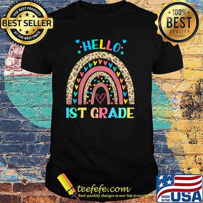 Hello First Grade Retro Rainbow Heart for Teachers T-Shirt