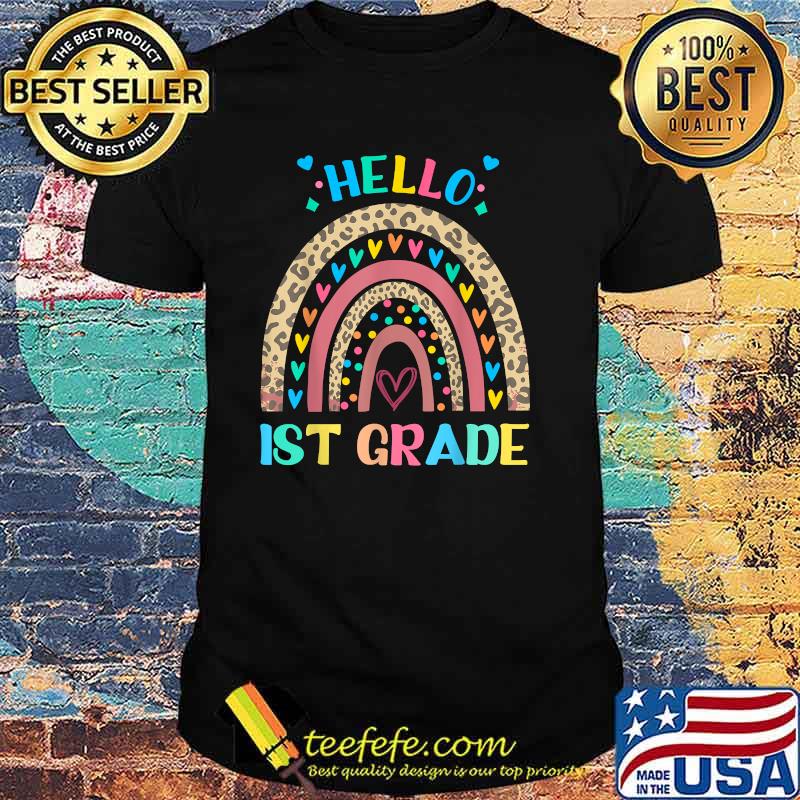 Hello First Grade Retro Rainbow Heart for Teachers T-Shirt