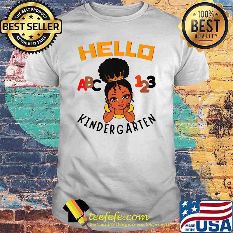 Hello Kindergarten ABC Brown Princess 123 Toddler Black Girl Shirt