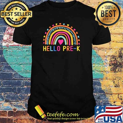 Hello Pre-K Rainbow PreSchool Teachers Back To School T-Shirt