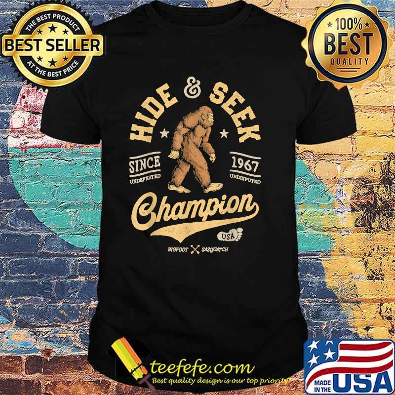 Hide And Seek Champion Funny Bigfoot Sasquatch Retro T-Shirt