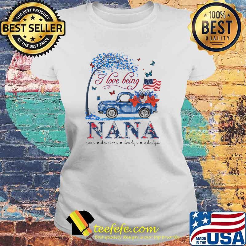 I Love Being Nana Flower American Flag Shirt Laides tee I Love Being Nana Flower American Flag Shirt Laides tee