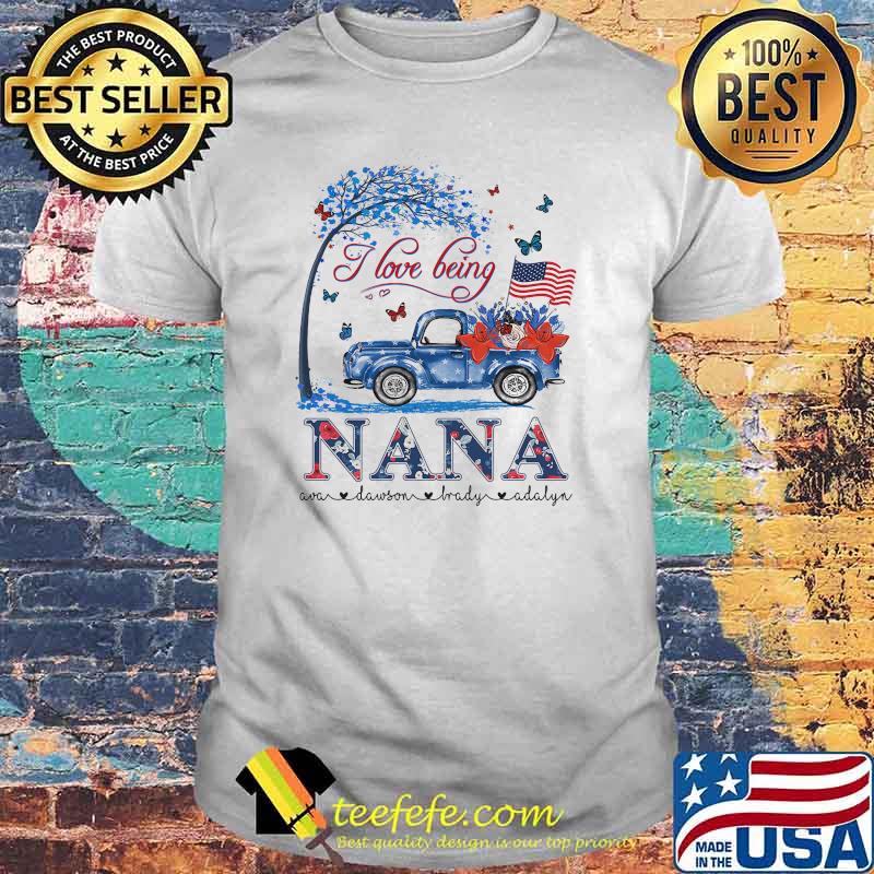I Love Being Nana Flower American Flag Shirt