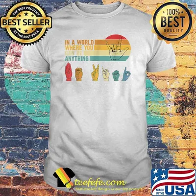 In A World Where You Can Be Anything Be Kind ASL Vintage SUnset T-Shirt