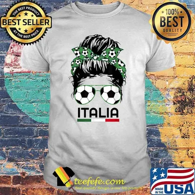 Italia messy bun Football Italian soccer lover T-Shirt