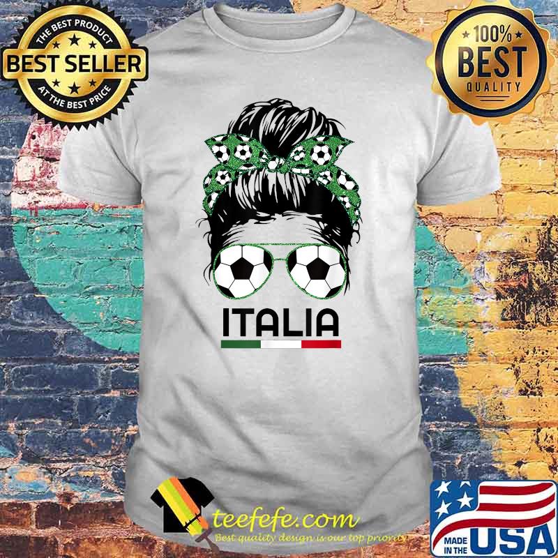Italia messy bun Football Italian soccer lover T-Shirt