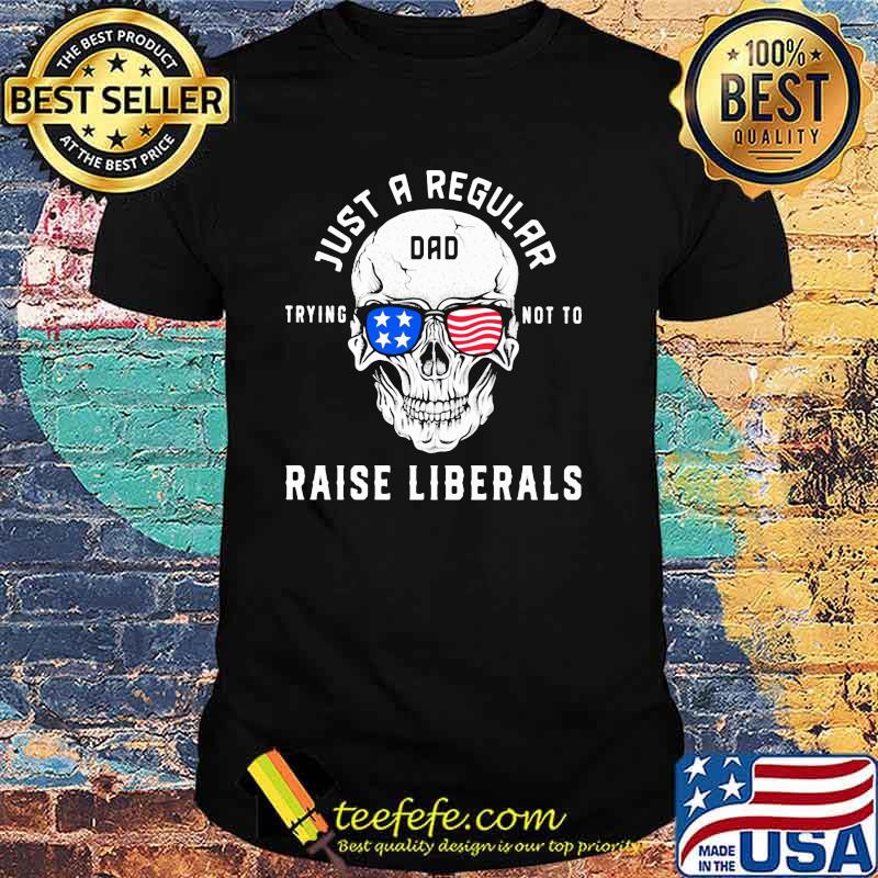 Just A Regular Trying Not To Raise Liberals Skull American Flag Shirt
