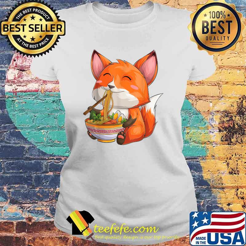Kawaii japanese anime Fox ramen Food T-Shirt Laides tee Kawaii japanese anime Fox ramen Food T-Shirt Laides tee