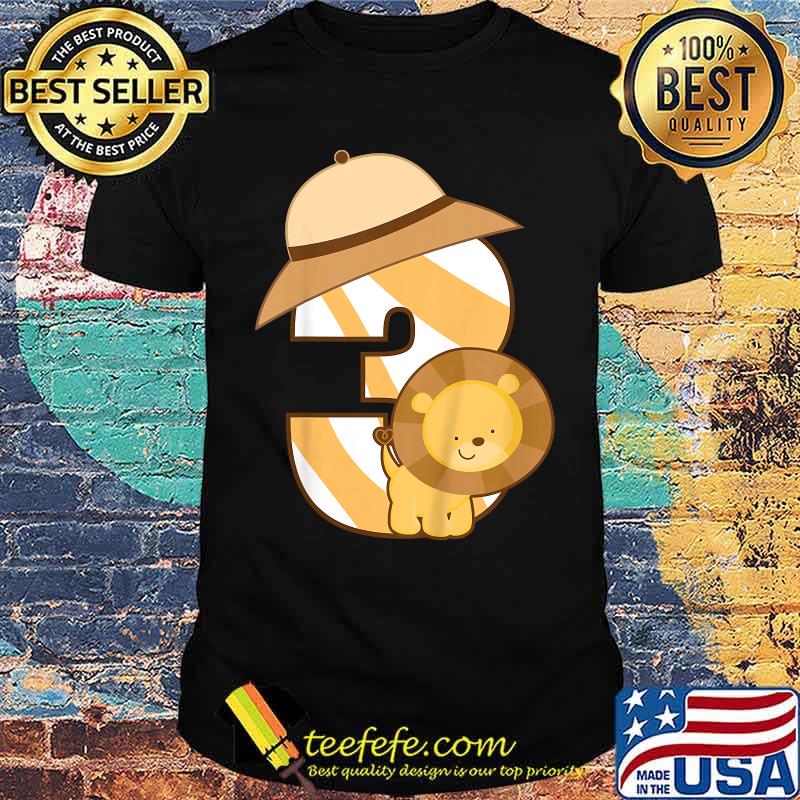 Kids 3rd Birthday Safari Jungle Lion 3 Year Old Shirt