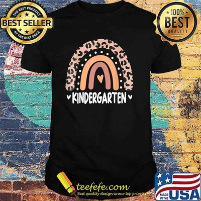 Kindergarten Leopard Rainbow Teacher First Day of School T-Shirt