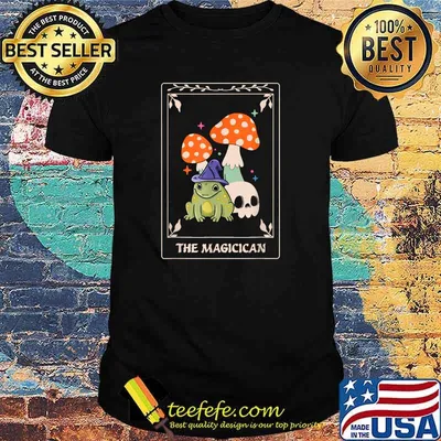 Magician Tarot Card Funny Magic Occult Frog Mushroom Tarot Shirt