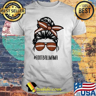 Messy bun football mama hair glasses T-Shirt