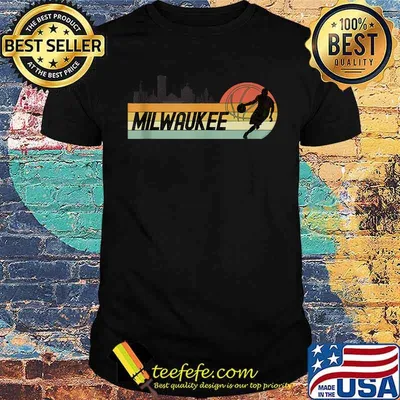 Milwaukee WI Cityscape Retro Sun Basketball Vintage Shirt