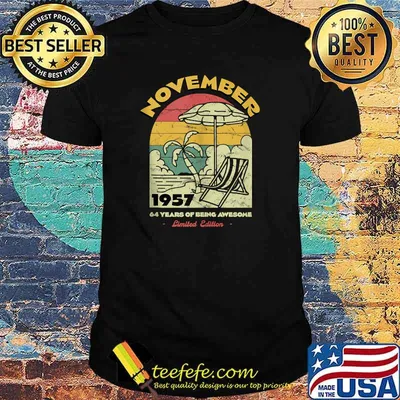 November 1957 64 Years of Being Awesome Birthday Vintage T-Shirt