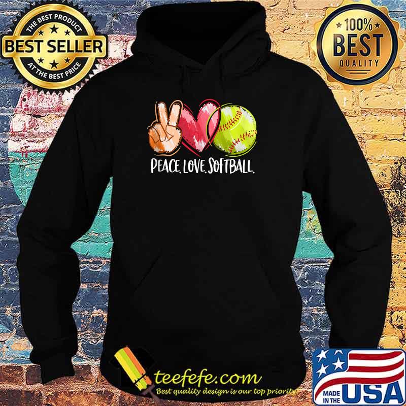 Peace Love Softball Heart T-Shirt Hoodie Peace Love Softball Heart T-Shirt Hoodie