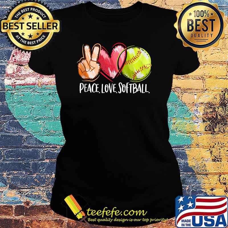 Peace Love Softball Heart T-Shirt Ladies tee Peace Love Softball Heart T-Shirt Ladies tee