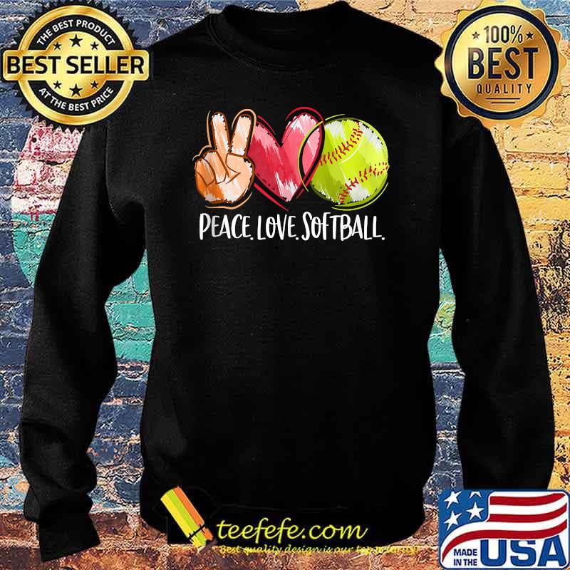 Peace Love Softball Heart T-Shirt Sweater Peace Love Softball Heart T-Shirt Sweater