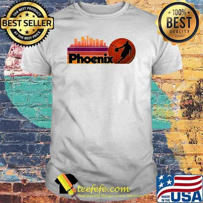 Phoenix AZ Cityscape Hot Retro Sun - Basketball T-Shirt