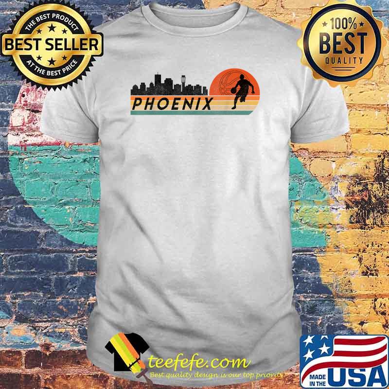 Phoenix AZ Cityscape Retro Sun Basketball Fans Shirt